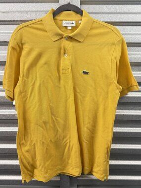 LACOSTE Yellow Crocodile Logo Short Sleeves Classic Fit Polo Sz S